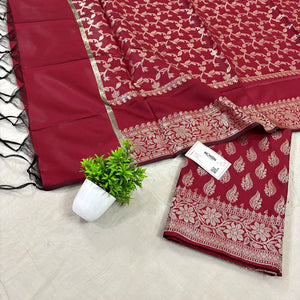 Maroon Agnipath Buti Satin Silk Banarasi Suit