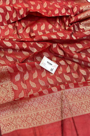 Maroon Golden Zari Banarasi Silk Dupatta