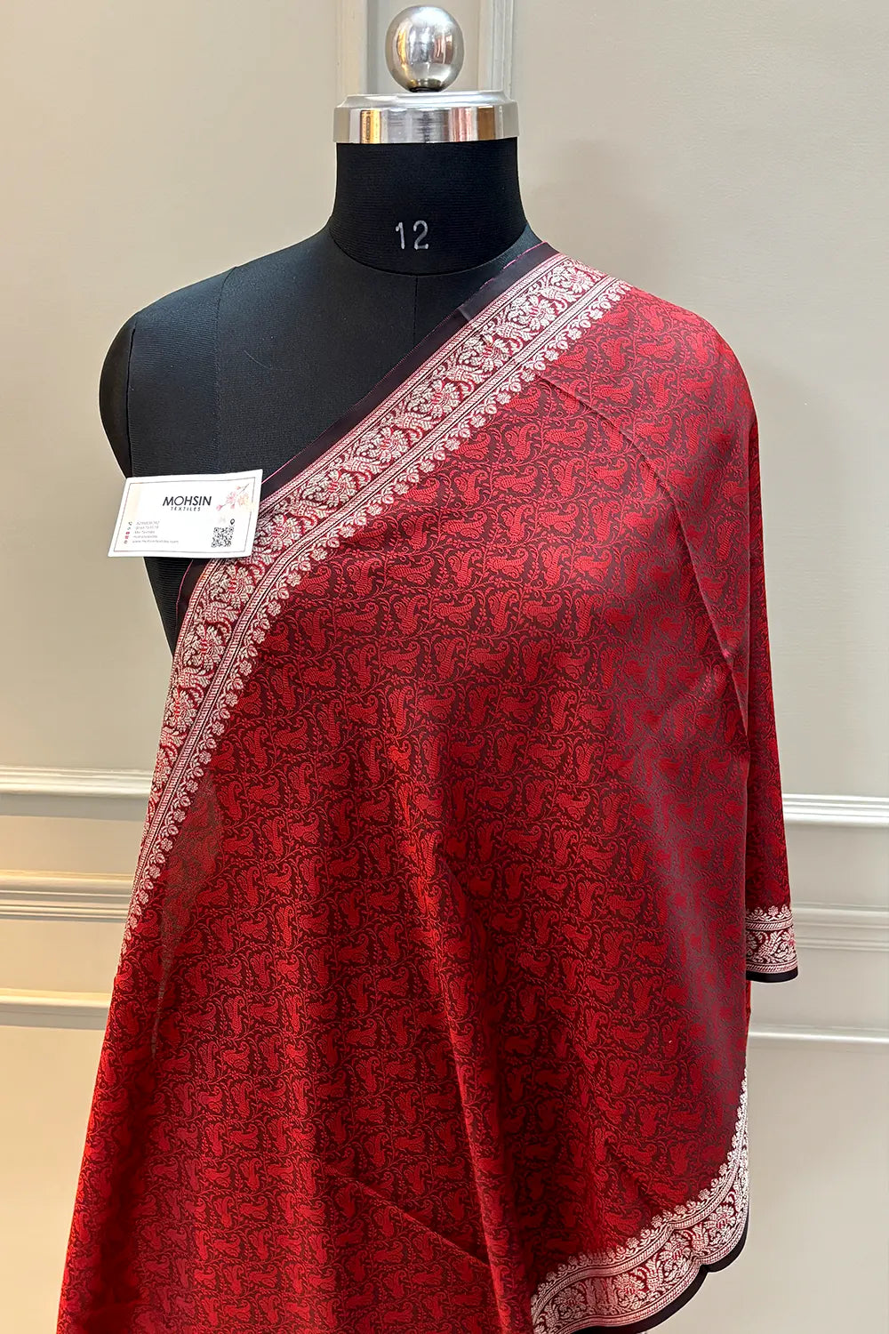 Maroon Resham Zari Silk Banarasi Stole