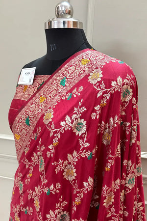 Maroon Resham Zari Silky Banarasi Saree