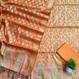 Mustard Tilfi Meenakari Satin Silk Banarasi Suit