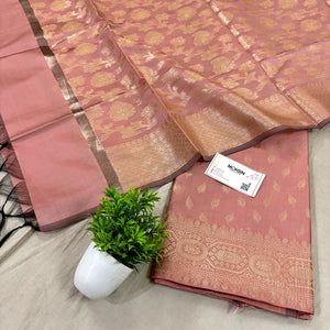 Peach Sunehri Pankh Satin Silk Banarasi Suit
