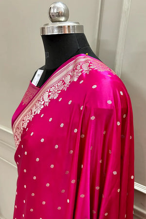 Pink Hawahawai Buti Katan Silk Banarasi Saree