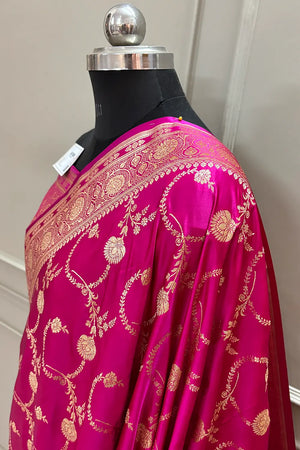 Pink Kanchan Bel Katan Silk Banarasi Saree