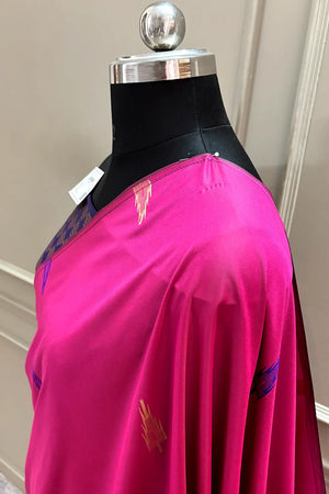 Pink and Blue Resham Zari Banarasi Silk Saree