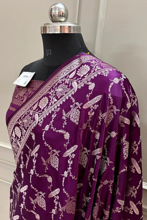 Purple Masakali Katan Silk Banarasi Saree