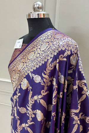 Purple Miracle Jaal Katan Silk Banarasi Saree