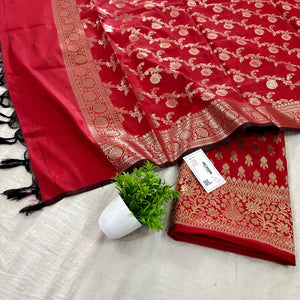 Red Rocket Buti Satin Silk Banarasi Suit