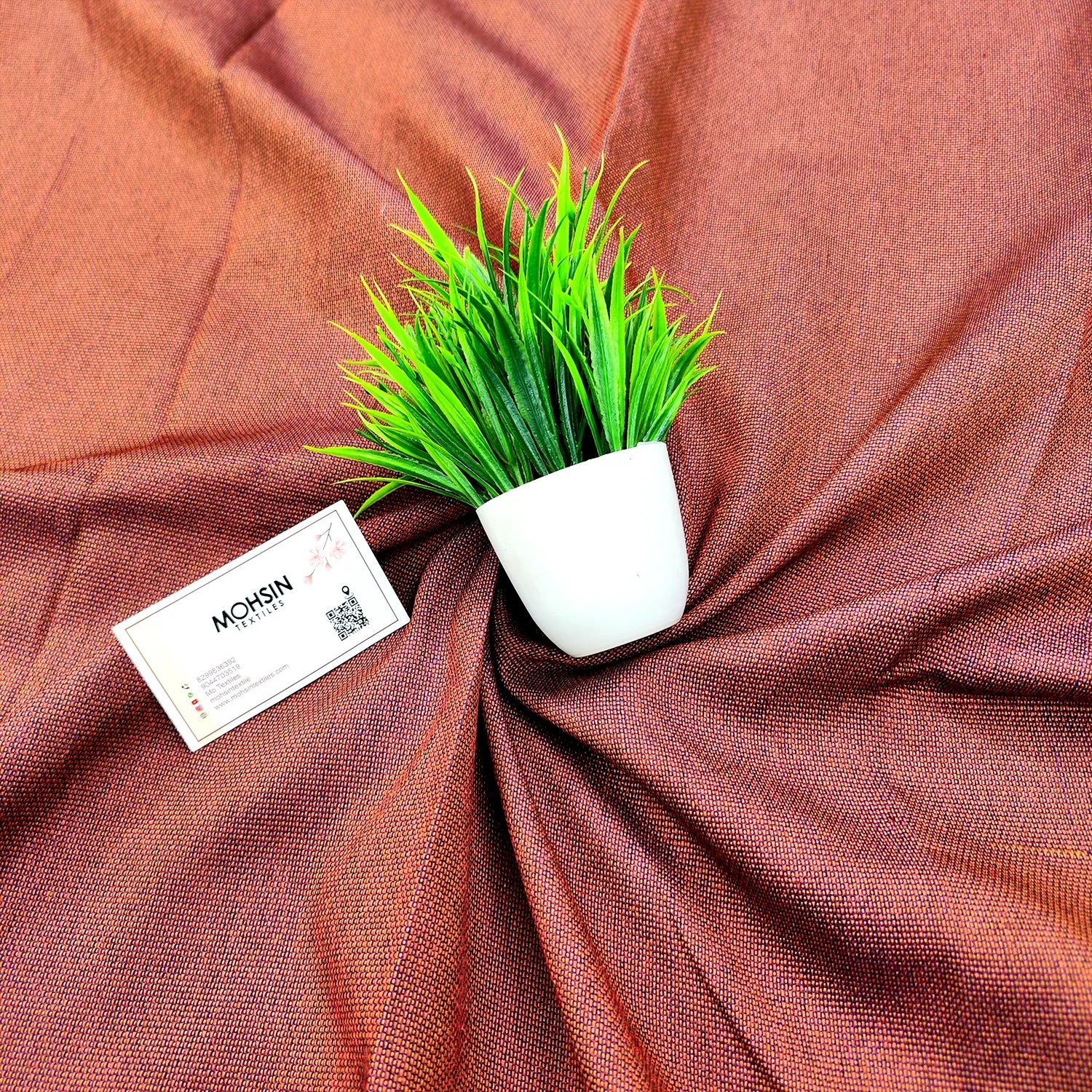 Rust Purple Cotton Silk Banarasi Fabric