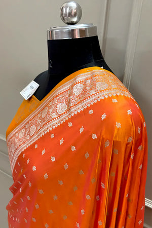 Yellow Golden Zari Katan Silk Banarasi Saree