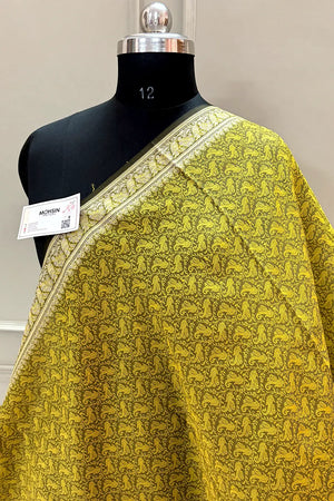 Yellow Resham Zari Silk Banarasi Stole