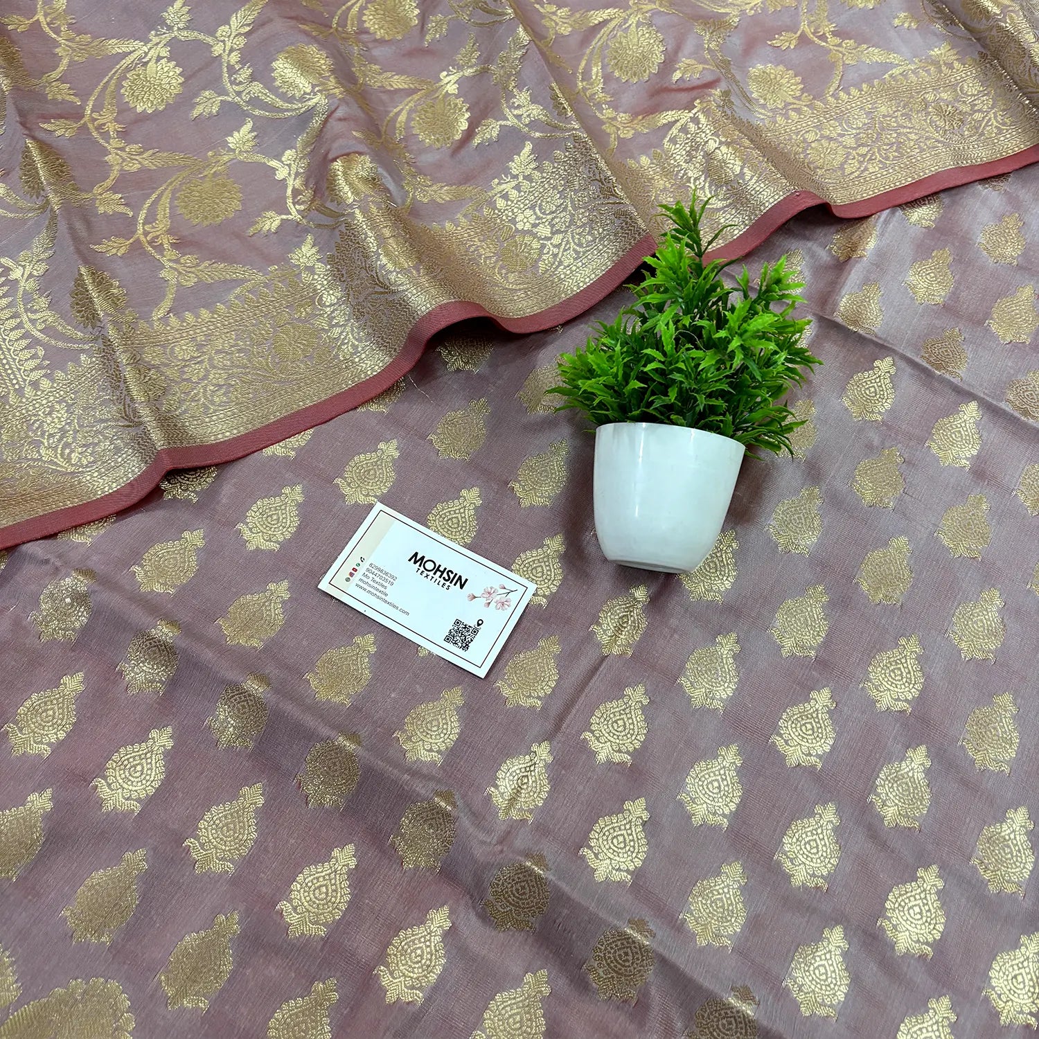 Mauve Gumbad Crown Satin Silk Banarasi Suit