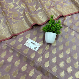 Mauve Gumbad Crown Satin Silk Banarasi Suit