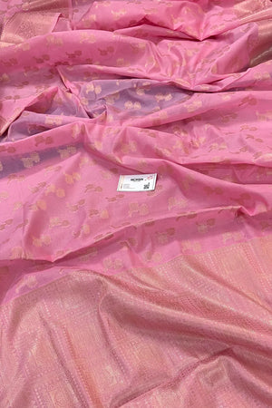 Baby Pink Daab Buti Chanderi Silk Banarasi Saree