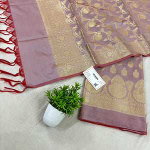 Mauve Gumbad Crown Satin Silk Banarasi Suit