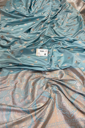 Firozi Chaman Buti Katan Silk Banarasi Saree
