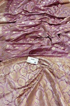 Lavender Ropeway Jaal Katan Silk Banarasi Saree