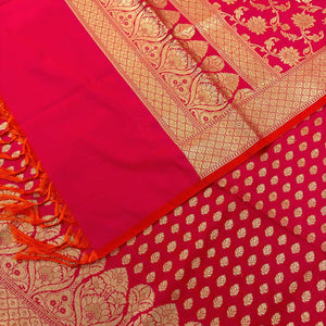Rani Pink Kalli Buti Katan Silk Banarasi Suit