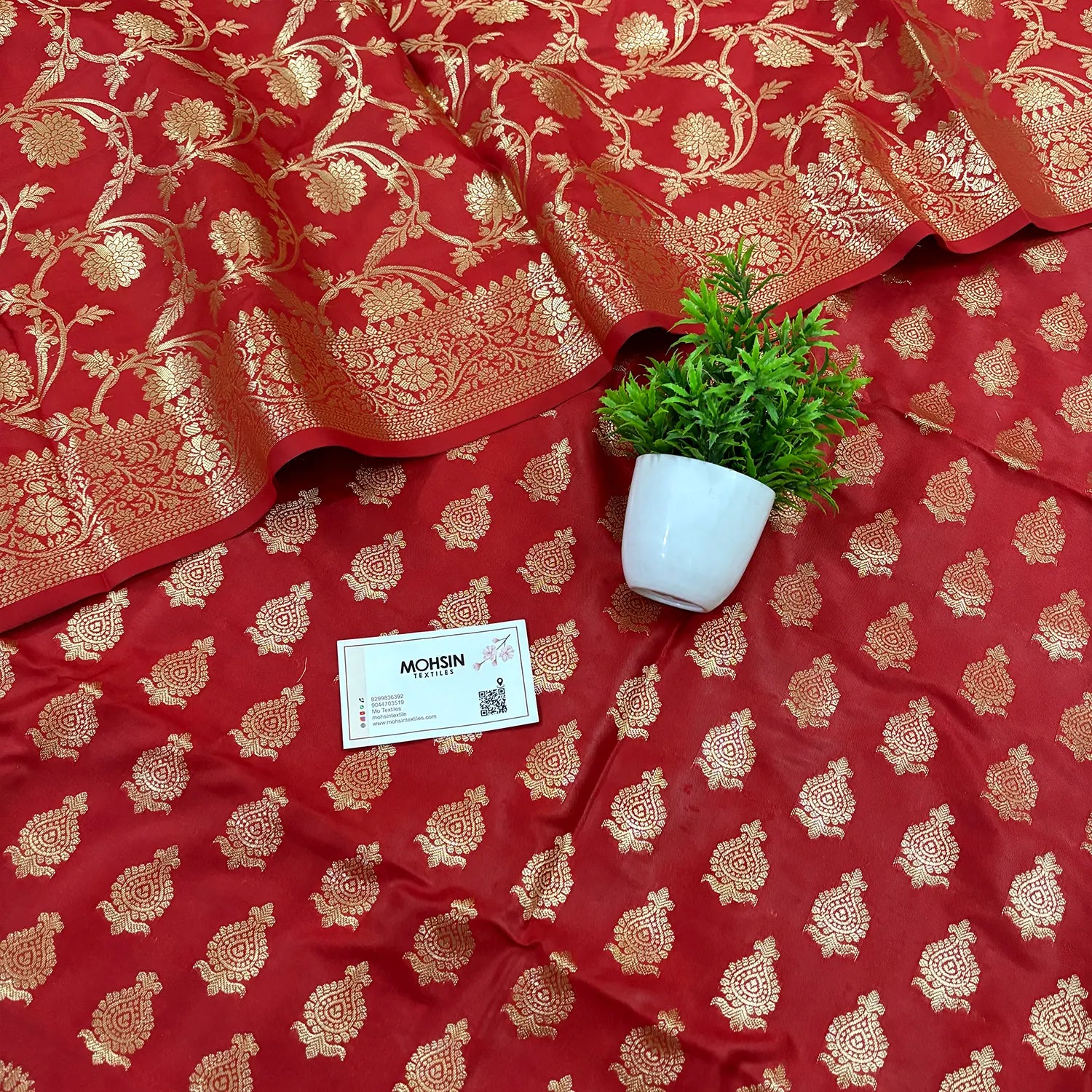 Red Gumbad Crown Satin Silk Banarasi Suit