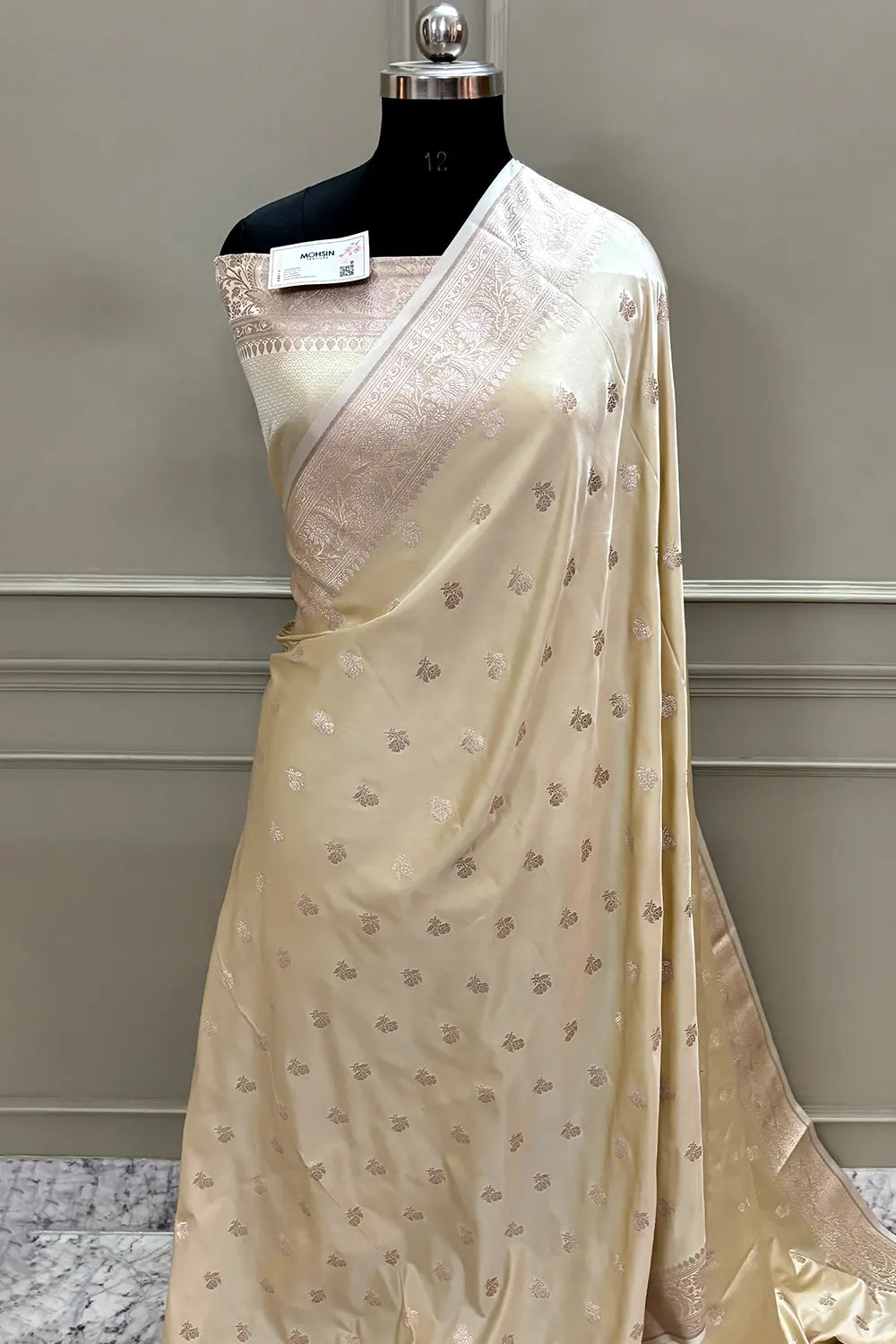 Yellow Chaman Buti Katan Silk Banarasi Saree