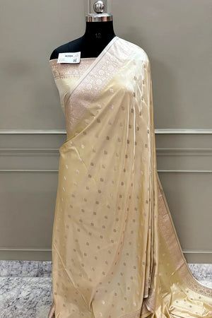 Yellow Flying Buti Katan Silk Banarasi Saree