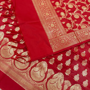 Red Gumbad Crown Satin Silk Banarasi Suit
