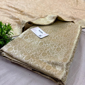 Beige Golden Zari Kimkhab Silk Banarasi Gharara