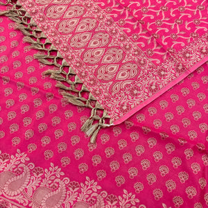Pink Kacchi Carry Saleeb Cotton Silk Banarasi Suit