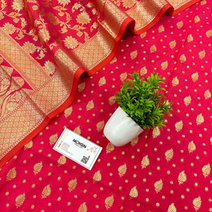 Rani Pink Kalli Patta Katan Silk Banarasi Suit