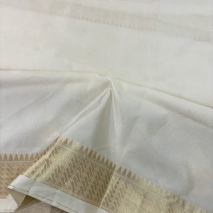 White Gulbagh Cotton Silk Banarasi Suit With Printed Dupatta