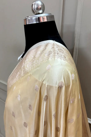 Yellow Flying Buti Katan Silk Banarasi Saree