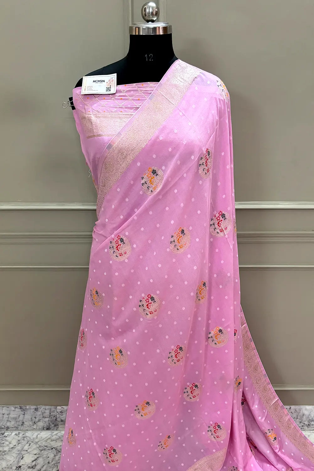 Baby Pink Cotton Silk Banarasi Saree