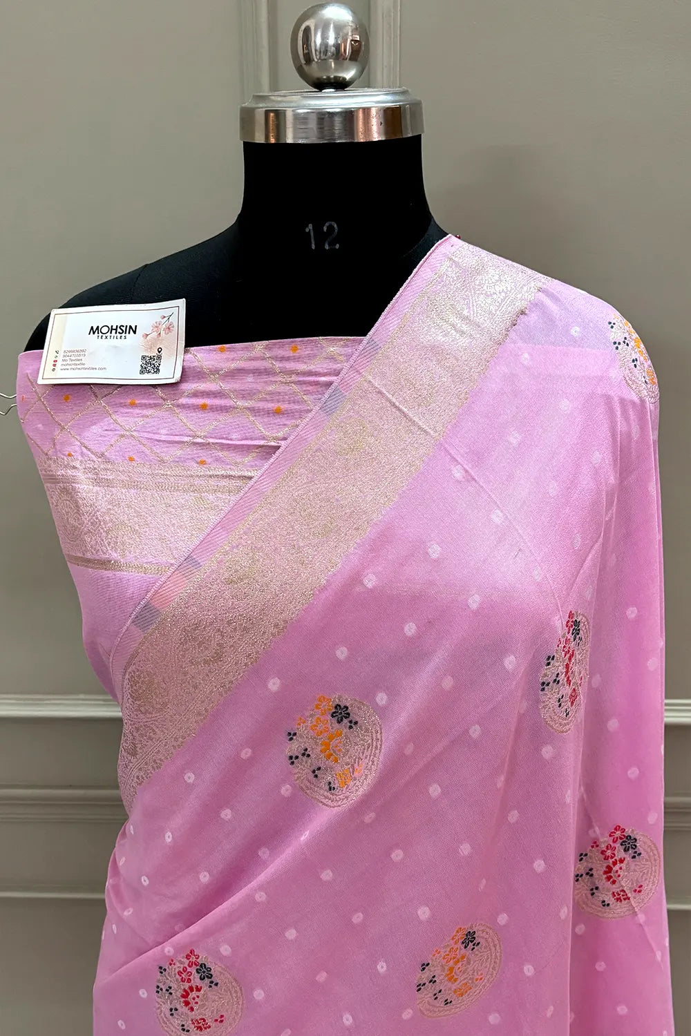 Baby Pink Cotton Silk Banarasi Saree