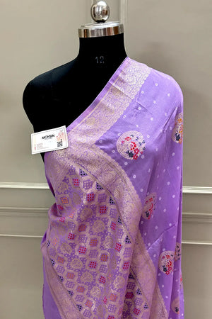 Mauve Cotton Silk Banarasi Saree