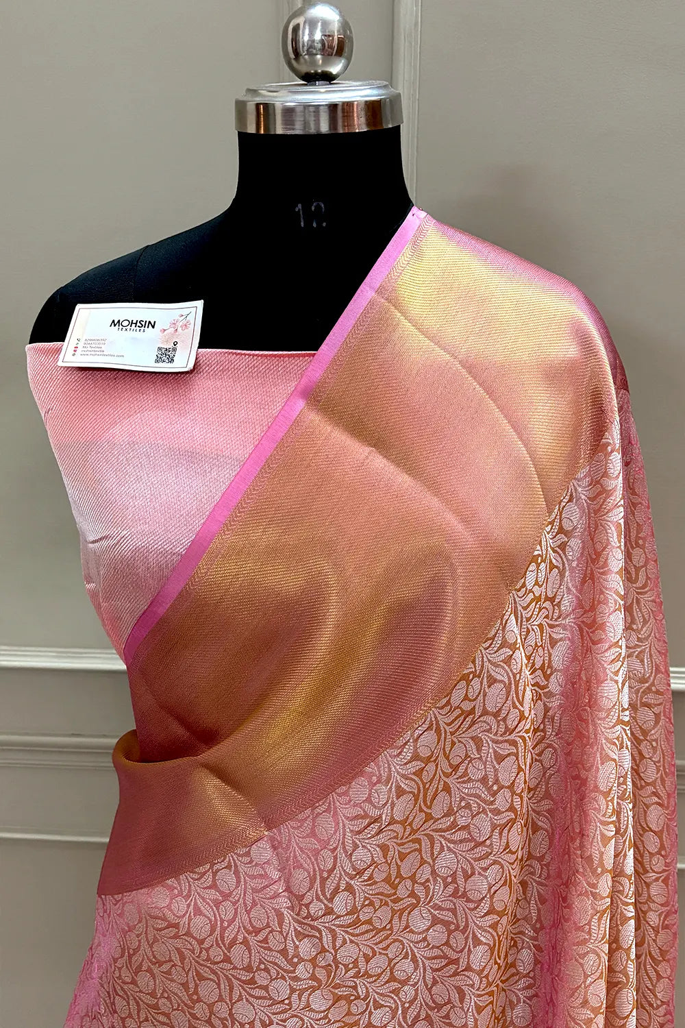 Sai Pallavi Baby Pink Tissue Silk Banarasi Saree