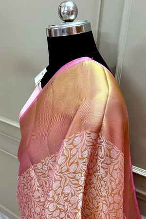 Sai Pallavi Baby Pink Tissue Silk Banarasi Saree