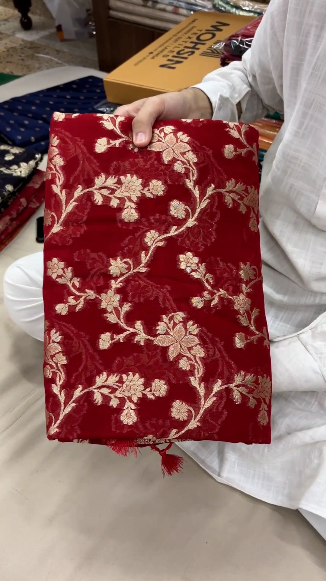 Red Zari Viscose Georgette Silk Banarasi Saree