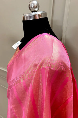 Sreeleela Pink Zari Banarasi Silk Saree