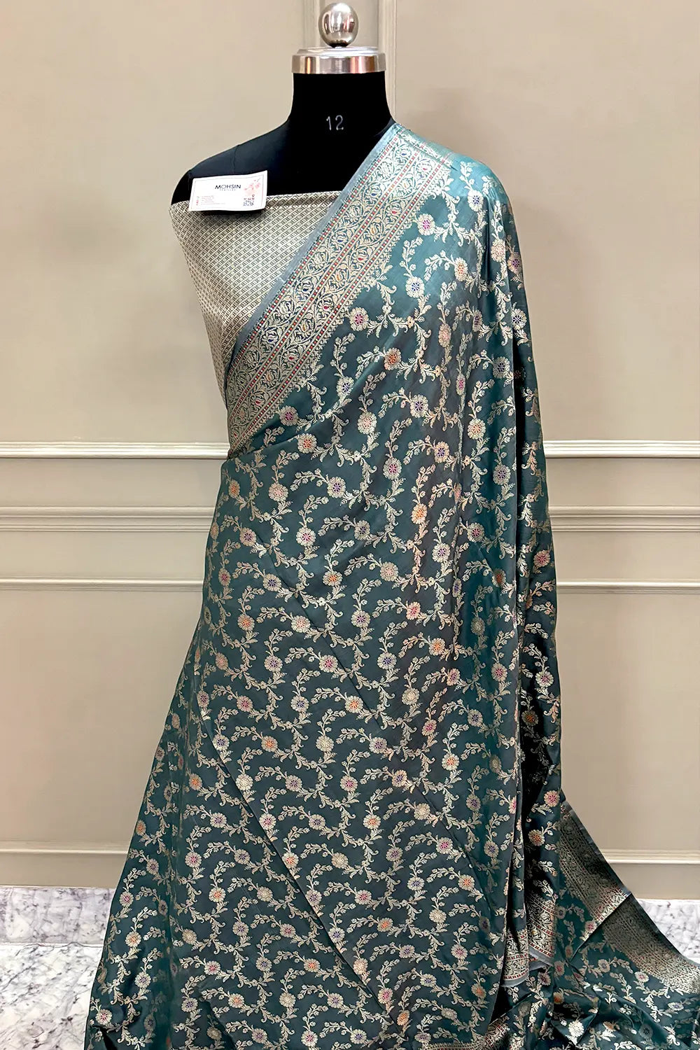 Teal Zari Banarasi Silk Saree