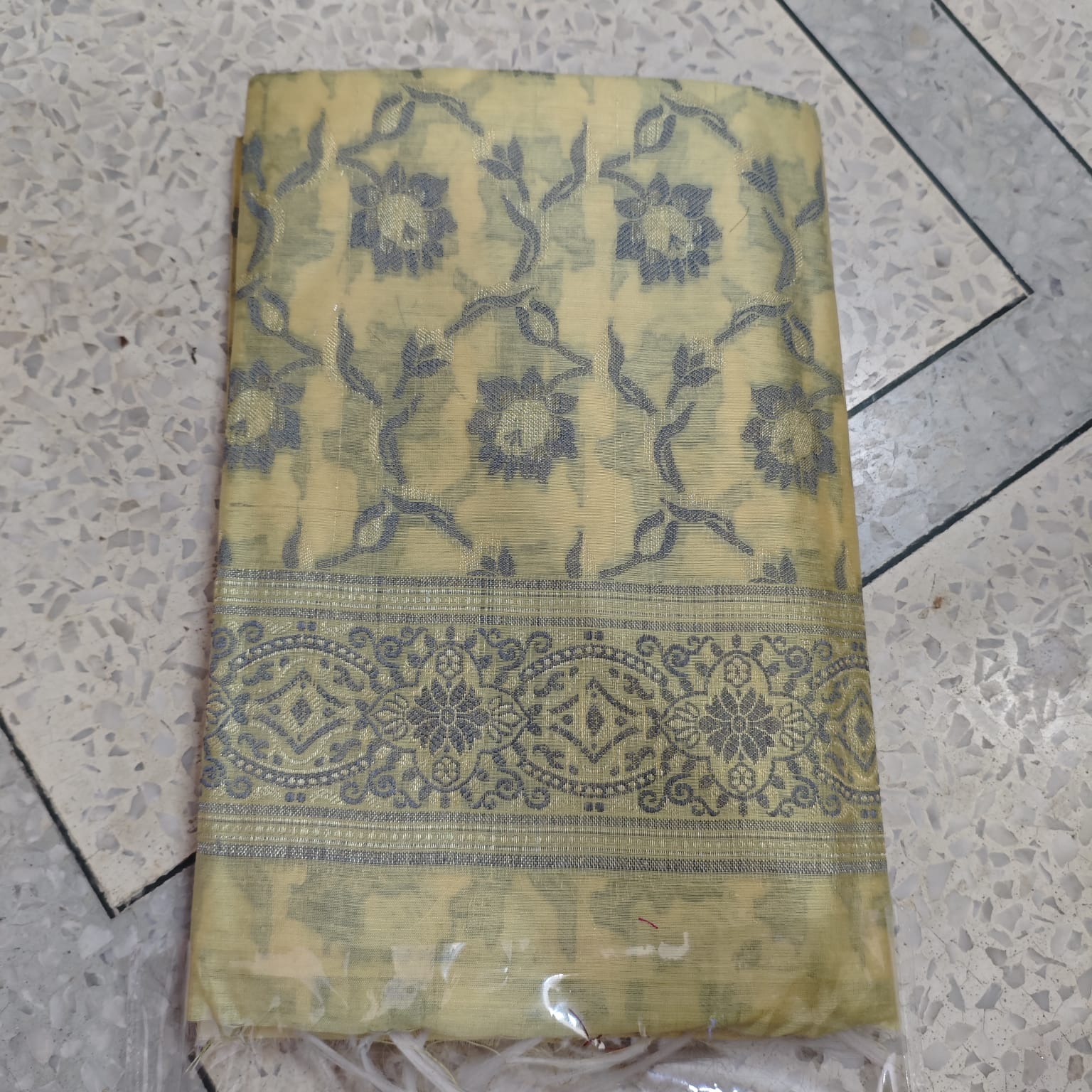 Yellow Resham Banarasi Silk Suit