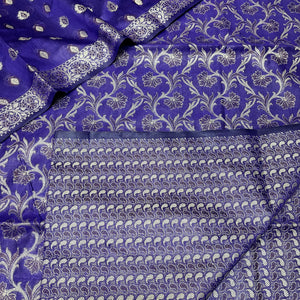 Auda and Gold Zari Border Cotton Silk Banarasi Suit