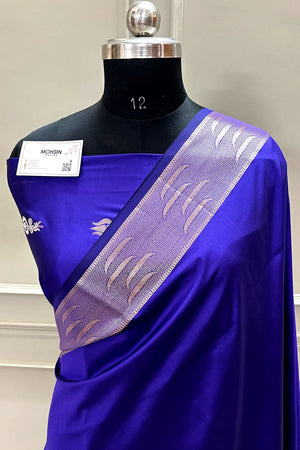 Auda Kalyug Plain Satin Silk Banarasi Saree