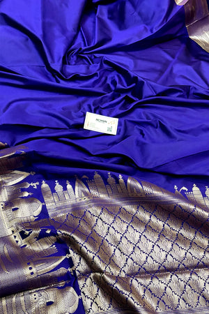 Auda Kalyug Plain Satin Silk Banarasi Saree