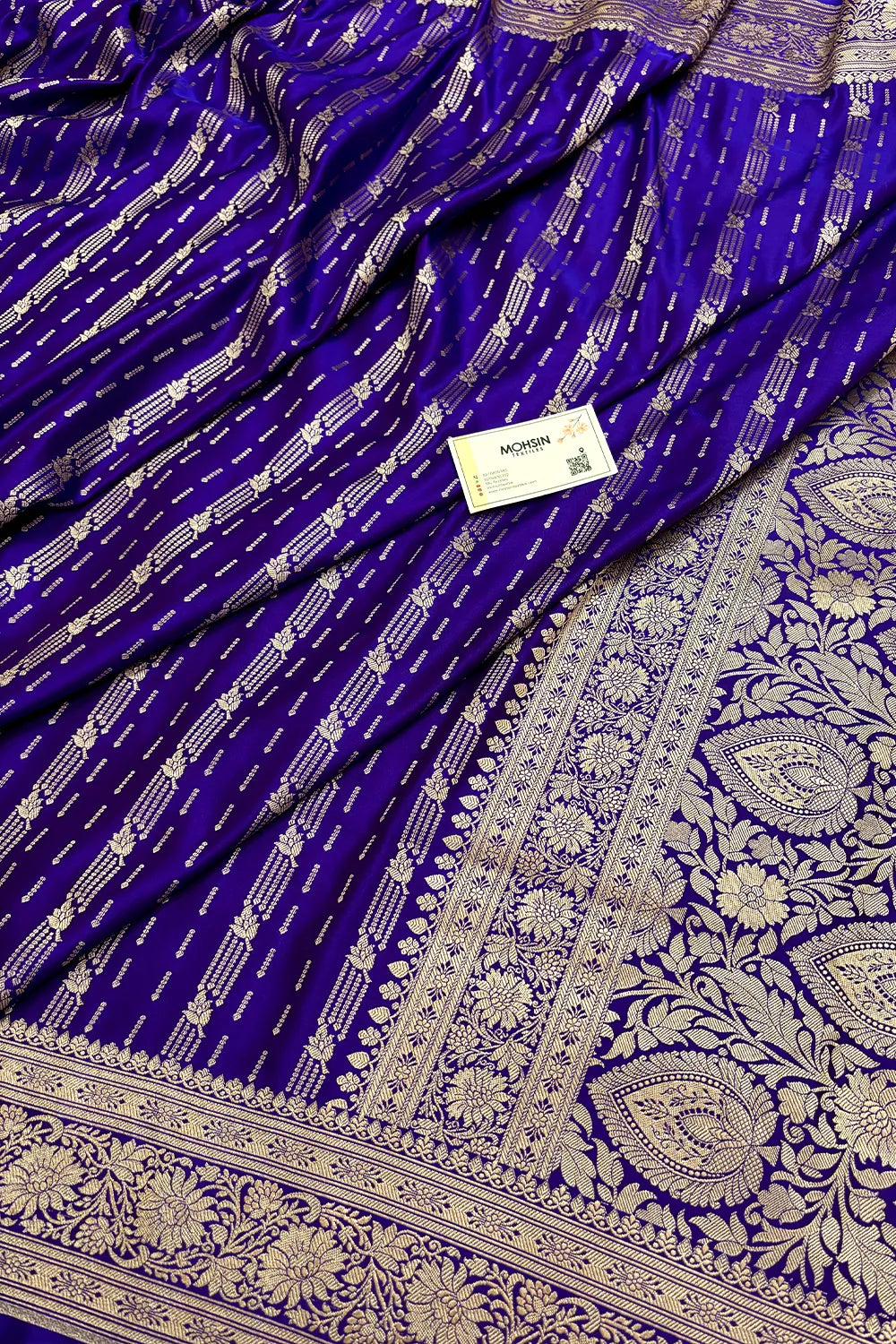 Auda Zari Katan Mashru Silk Banarasi Saree