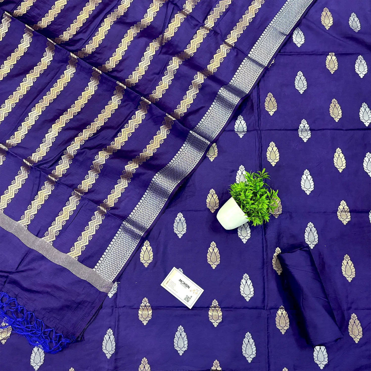 Auda Zari Satin Silk Banarasi Suit