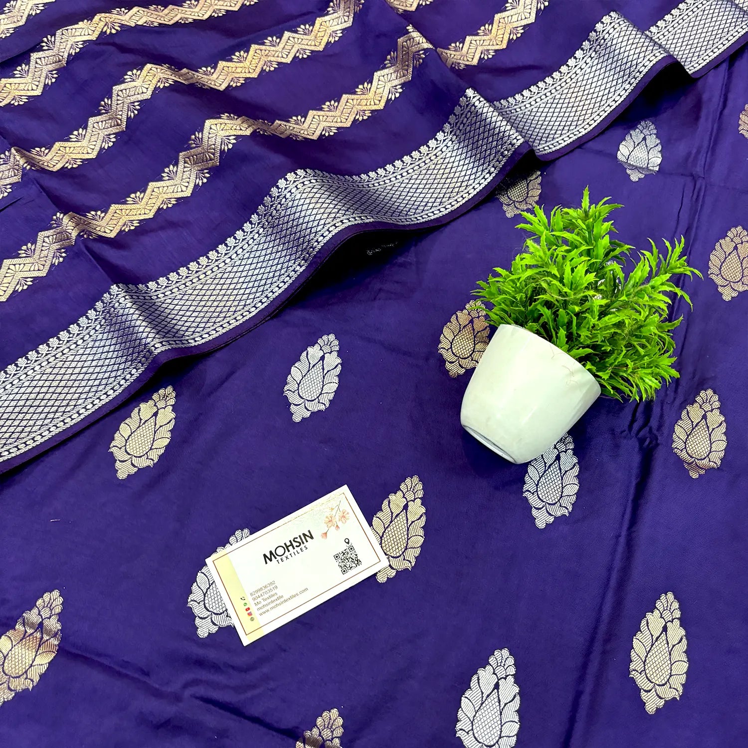 Auda Zari Satin Silk Banarasi Suit