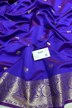Auda Zari Semi Katan Silk Banarasi Saree