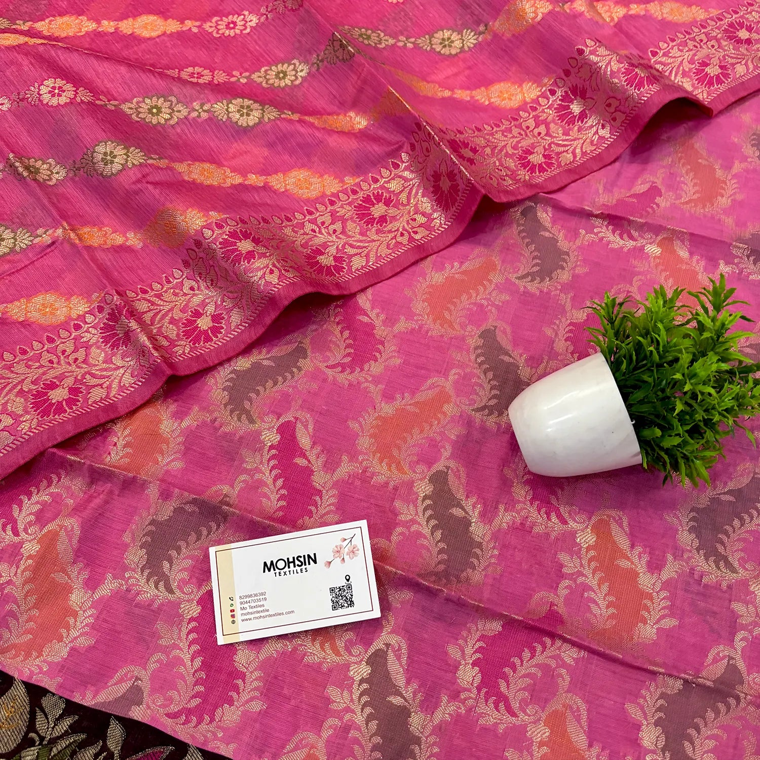 Baby Pink and Wine Resham Banarasi Silk Suit
