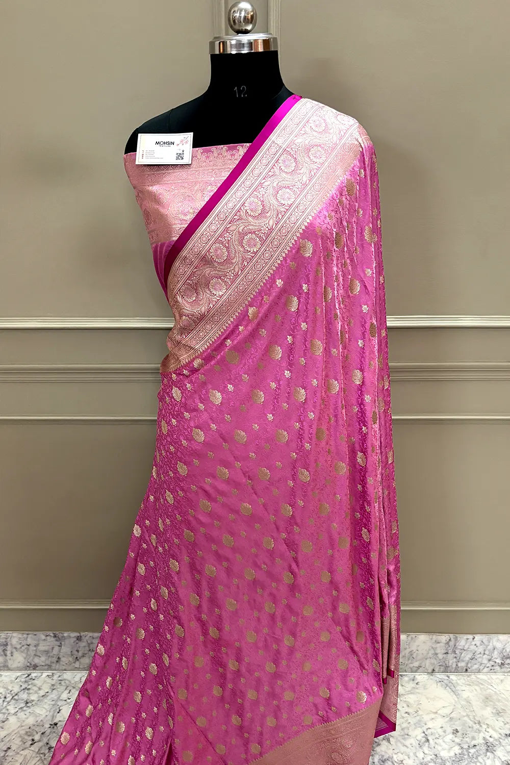 Baby Pink Chunni Munni Buti Katan Silk Banarasi Saree