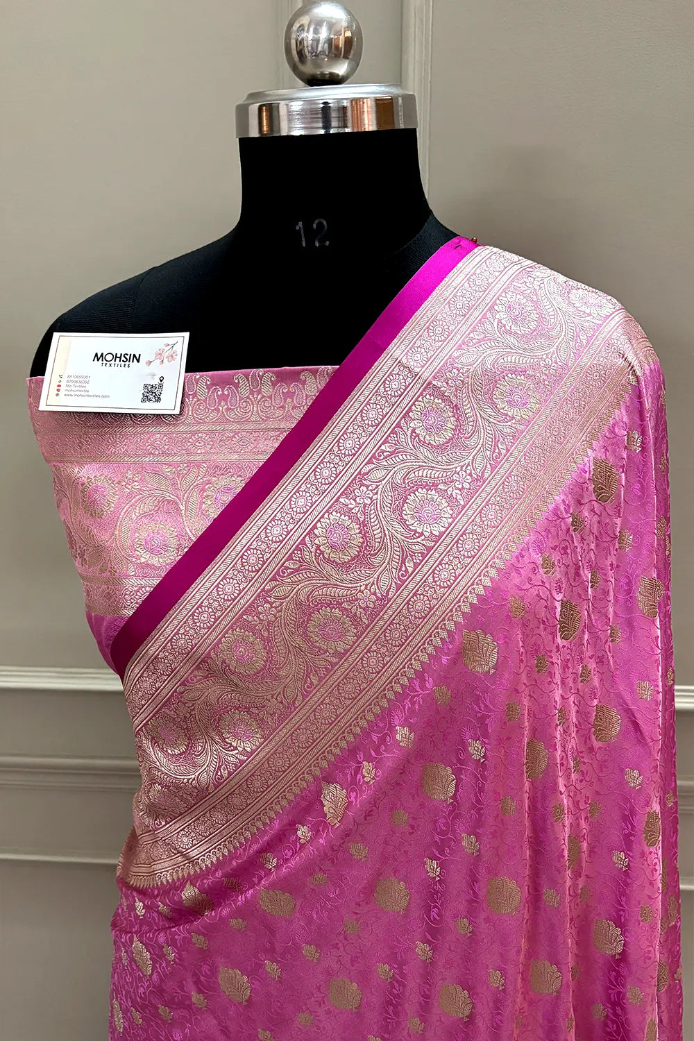 Baby Pink Chunni Munni Buti Katan Silk Banarasi Saree
